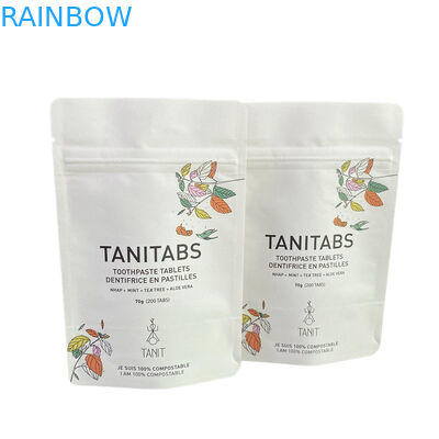 Özel Su geçirmez Biyoürünür Pla Kraft Kağıt Ziplock Torba Zipper Torba Stand Up Pocket