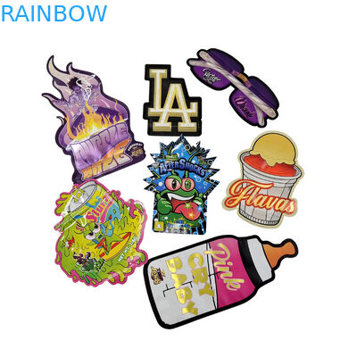 3.5g Özel Paketleme ve Logo Baskı Özel Eşsiz İçeride Şekil Baskılı Holografik Döşeme Mylar Çantası