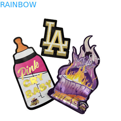 3.5g Özel Paketleme ve Logo Baskı Özel Eşsiz İçeride Şekil Baskılı Holografik Döşeme Mylar Çantası