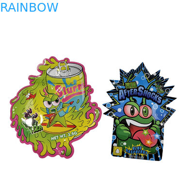 3.5g Özel Paketleme ve Logo Baskı Özel Eşsiz İçeride Şekil Baskılı Holografik Döşeme Mylar Çantası