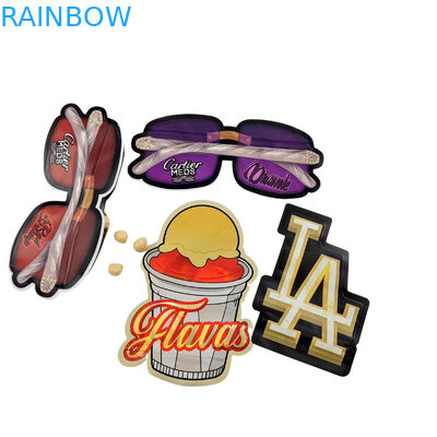 3.5g Özel Paketleme ve Logo Baskı Özel Eşsiz İçeride Şekil Baskılı Holografik Döşeme Mylar Çantası