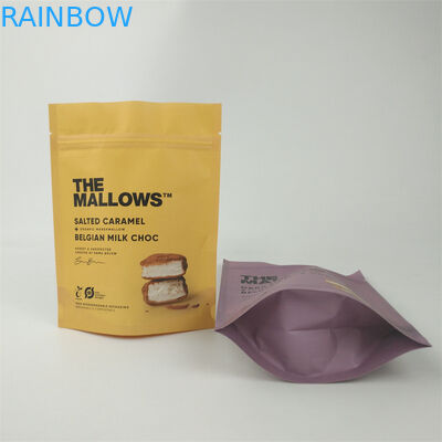 Özel Biyoizgar Kraft Kağıdı Çocuk Dayanıklı Zip Lock Paketleme Çantaları Atıştırmalıklar ve Barlar İçin