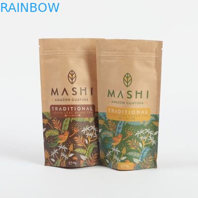 Biyoizgarılabilir Kraft Kağıdı Çay ve Kahve Tozu İçin Tutarlı Zip Kilitli Ambalaj Çantaları