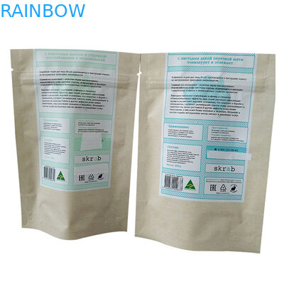 Kahve vücudu fırçalama ambalajı için Doy Paketi Tasarımı ile Stand Up Gümüş folyo çantaları