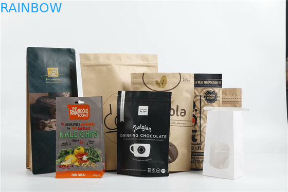 Baskılı Kraft Kağıt Paket Çantaları Düz Alt Kahve Çantaları Gaz Dökme Valfi