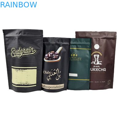 Robusta kahve çekirdekleri çantaları özelleştirilmiş logo ile basılı gıda sınıfı dik zip kilitli kahve çantaları