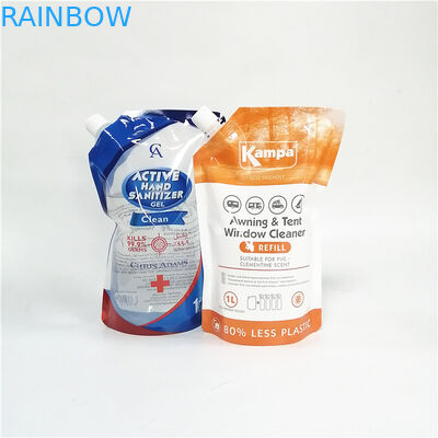 Çevre dostu ambalajlar için çeşitli kapak türleri ile geri dönüştürülebilir püskürtülmüş ayakta duran poşetler