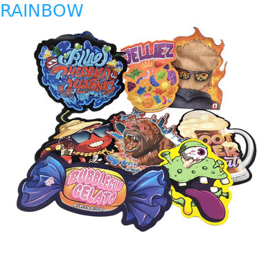 Özel Özel Şekilli Fermuar Paketleme Yumuşak Dokunma CBD Çocuk Kanıtlı 3.5g Düzensiz Ölüme Kesilmiş Plastik Torbalar