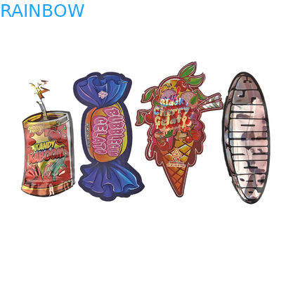 Özel Tasarım Baskı Düzensiz Yeniden Kapanabilir Fermuar Ölü Kesim 3.5g Özel Şekilli Plastik Paket Mylar Torbası