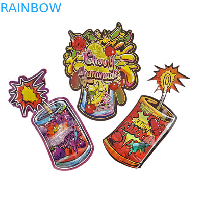 Özel 3.5g Holografik Ölü Kesim Mylar Torbaları Düzensiz Şekilli Paketleme Fermuar Kokusuz Ölü Kesim Plastik Paketleme Torbaları