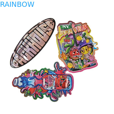 Özel 3.5g Holografik Ölü Kesim Mylar Torbaları Düzensiz Şekilli Paketleme Fermuar Kokusuz Ölü Kesim Plastik Paketleme Torbaları