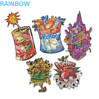 Özel Baskı Yumuşak Dokunma Holografik Ölü Kesim Düzensiz Özel Şekil Plastik Fermuar Mylar Gıda Paketleme Çantası