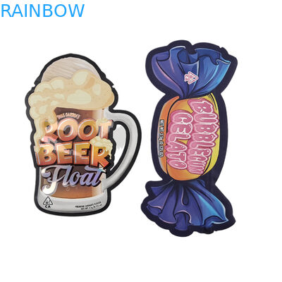 Özel Dijital Baskı Ölçülü Kesim Düzensiz 3.5g Torba Özel Şekilli Gıda Plastik Ziplock Ambalajı Mylar Torbaları