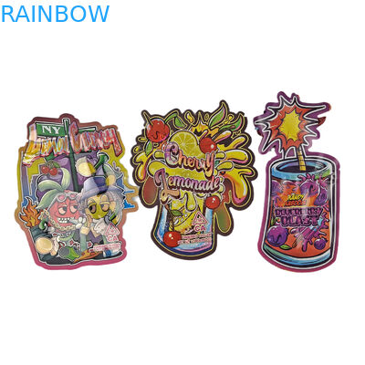 Özel Basılmış Yiyebilir Çantalar Plastik Paketleme Döşeme Özel Şekilli Plastik Çanta Ziplock ile 3.5g Atıştırmalık Mylar Çantaları