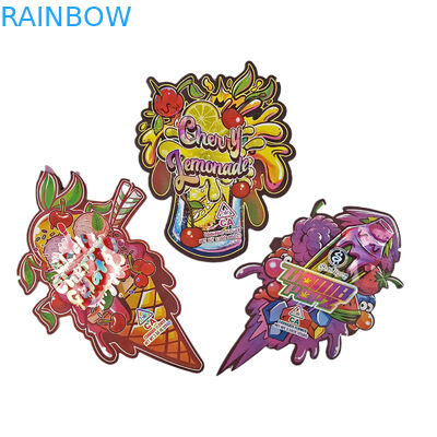 Şekil Mylar Çantaları Özel Logo ile Basılmış Düzensiz Holografik Ziplock Kokusuz 3.5g 7g 14g 28g Atıştırmalık Torbaları