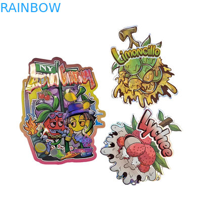 Şekil Mylar Çantaları Özel Logo ile Basılmış Düzensiz Holografik Ziplock Kokusuz 3.5g 7g 14g 28g Atıştırmalık Torbaları