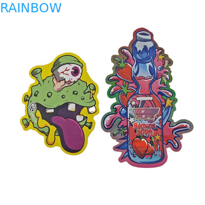 Düzensiz şekilli ambalaj Ziplock Holografik folyo ile özel tasarım 3.5g Kokusuz Öldürme Kesim Mylar Poşetleri