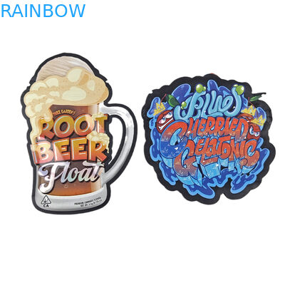 Düzensiz şekilli ambalaj Ziplock Holografik folyo ile özel tasarım 3.5g Kokusuz Öldürme Kesim Mylar Poşetleri