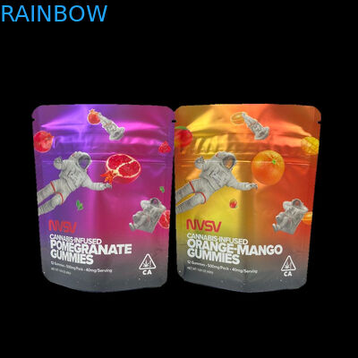 3.5 Gram Plastik Poşetler Paketleme Özel Etiket Baskılı CBD Kurabiyeleri Yeniden Kapanabilir k