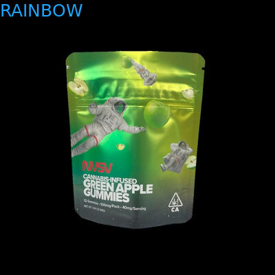 3.5 Gram Plastik Poşetler Paketleme Özel Etiket Baskılı CBD Kurabiyeleri Yeniden Kapanabilir k