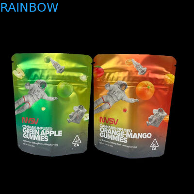 3.5 Gram Plastik Poşetler Paketleme Özel Etiket Baskılı CBD Kurabiyeleri Yeniden Kapanabilir k