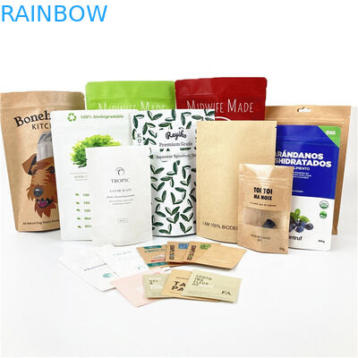Biyolojik olarak ayrıştırılabilir özelleştirilmiş logo 100g 250g Çay Kahve Kuru Meyve Paketleme Torbası Geri Dönüştürülebilir Stand Up Pocket