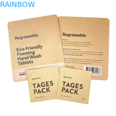 OEM Özel Logo Biyodegradable Kraft Kağıt Torbalar Kekler Kekler Fındıklar Yiyebilir Malzemeler Toz Evcil hayvanları için Yiyecek Pencereli Kokusuz Torba