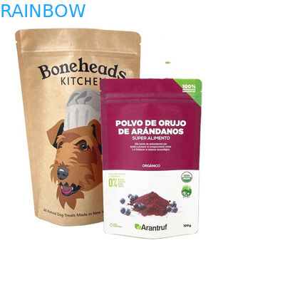 OEM Özel Logo Biyodegradable Kraft Kağıt Torbalar Kekler Kekler Fındıklar Yiyebilir Malzemeler Toz Evcil hayvanları için Yiyecek Pencereli Kokusuz Torba