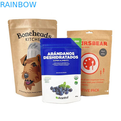 Mango Tozu Fındıklar için Özel Biyoizgarılabilir Beyaz Kraft Kağıt Torbaları Evcil hayvanlar için Yiyecek Kokusuz Kağıt Paket Çantası