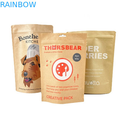 100% Biyo-degradasyonlu Kokusuz Kağıt Ambalaj Çantası Mango Tozu Çay Fındıkları Evcil hayvanlar için yiyecek çantaları Beyaz Kraft Kağıt Çantası