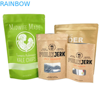 Özel Kendi Tasarımlı Kraft Kağıt Torbaları Kurabiyeler Kekler Fındıklar Yiyebilir Toz Evcil hayvanlar için Yiyecek Biyodegradable Kokusuz Paket Pouc