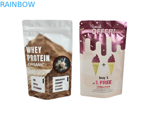 Özel yeniden kapatılabilir kokusuz Kraft Kağıt Paketleme Torbaları Logo ile Tozlu Sakızlı Şekerlik