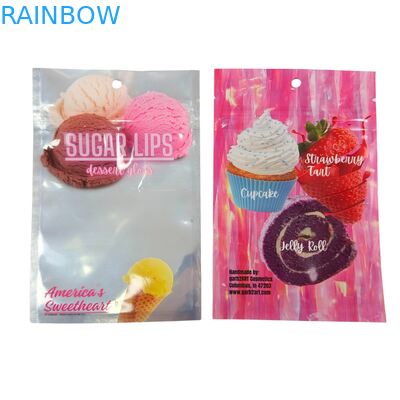 Özel Tasarımlı Kendini Sızdıran Nem İzleyici Sıcaklık Kapalı Fermuar Şeffaf Ön Alüminyum Folyo Geri Şeker İçin Mylar Plastik Torba