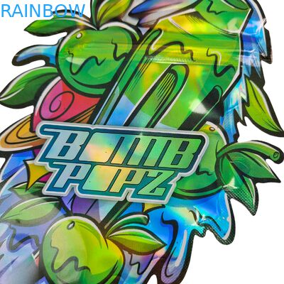 Yenilebilir Cali 3.5g 7g Mylar Kilitli Yumuşak Dokunuşlu Koku Geçirmez Düzensiz Şekilli Kurabiye Kalıp Kesim Ambalaj Plastik Poşet