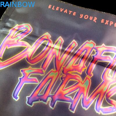 Şeker Ot Kuru Çiçek Sakız Bisküvi şeker için Fermuarlı Yumuşak Dokunuşlu Holografik Mylar Torbalar Çocuk Korumalı Ambalaj