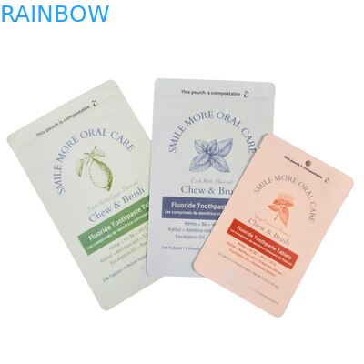 Biyobozunur Kraft Kağıt Torba Beyaz Ayaklı Kese Ziplock Plastik Ambalaj Evcil Hayvan Maması İçin Kompostlanabilir