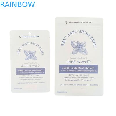 Biyobozunur Kraft Kağıt Torba Beyaz Ayaklı Kese Ziplock Plastik Ambalaj Evcil Hayvan Maması İçin Kompostlanabilir
