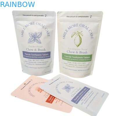 Biyobozunur Kraft Kağıt Torba Beyaz Ayaklı Kese Ziplock Plastik Ambalaj Evcil Hayvan Maması İçin Kompostlanabilir