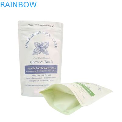 Biyobozunur Kraft Kağıt Torba Beyaz Ayaklı Kese Ziplock Plastik Ambalaj Evcil Hayvan Maması İçin Kompostlanabilir