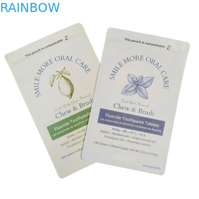Biyobozunur Kraft Kağıt Torba Beyaz Ayaklı Kese Ziplock Plastik Ambalaj Evcil Hayvan Maması İçin Kompostlanabilir