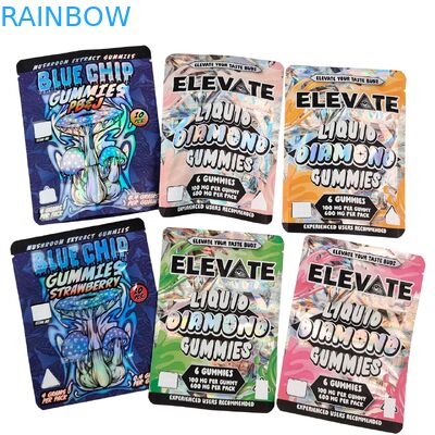 3.5g Mylar Torbaları Mantar Ekstraktı Sakızlar Paketleme Doypack Wtih Zipper Kokusuz Dura Çantası