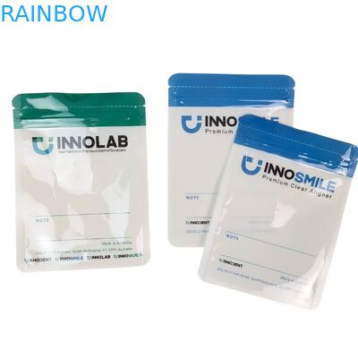 Dental dişler için özelleştirilebilir beyaz fermuar torbası Temiz hizalanıcılar Paketleme Bir tarafı ısı mühürleyici ve logo hizalanımı ile temiz