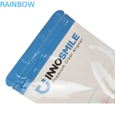 Dental dişler için özelleştirilebilir beyaz fermuar torbası Temiz hizalanıcılar Paketleme Bir tarafı ısı mühürleyici ve logo hizalanımı ile temiz