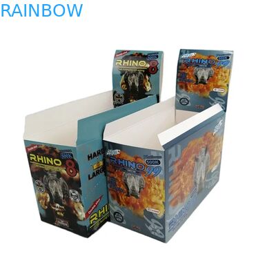 Toptan Satılan Özel Rhino 100k 150k 200k Kapsül Geliştirme Hapları Tıbbı Kağıt Görüntü Kutusu ile 3D Paketleme Kartı