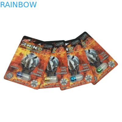 Toptan Satılan Özel Rhino 100k 150k 200k Kapsül Geliştirme Hapları Tıbbı Kağıt Görüntü Kutusu ile 3D Paketleme Kartı