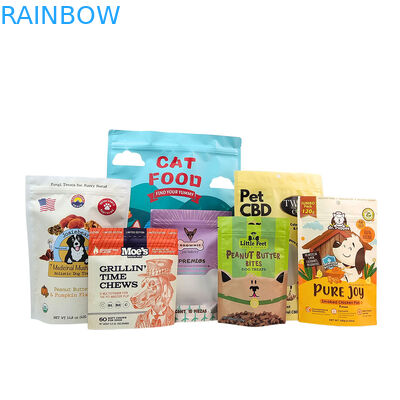 Evcil Hayvan Maması Ambalajı için 50-200 mikron Kalınlığında Çevre Dostu Yeniden Kullanılabilir Dik Durabilen Poşet