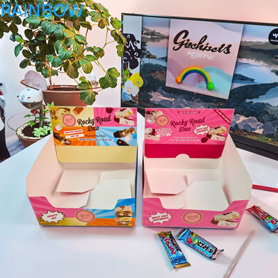 Perakende atıştırmalık ambalajı için kalınlığı 350g ve sıcak damgalama ile özel basılı karton ekran kutusu