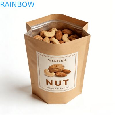 Özel Dijital Baskı Kraft Kağıt Sıcaklık Mühürü Pencereli Stand Çantası Evcil hayvanlar için Gıda ve Atıştırmalıklar Nem geçirmez