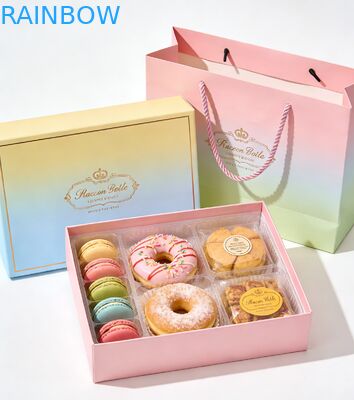 Premium Gıda Sınıfı Katlanabilir Tabak ve Kapak Kutusu Kek Sushi Makaron Tatlılar Fırınlık Hediye Kutusu Kağıt Çantasıyla