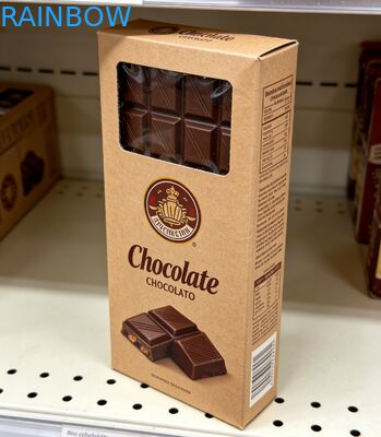 Şeffaf Penceresi Olan Özel Biyobozunur Gıda Sınıfı Kraft Kağıt Kutu, Çikolata Barı Ambalajı İçin